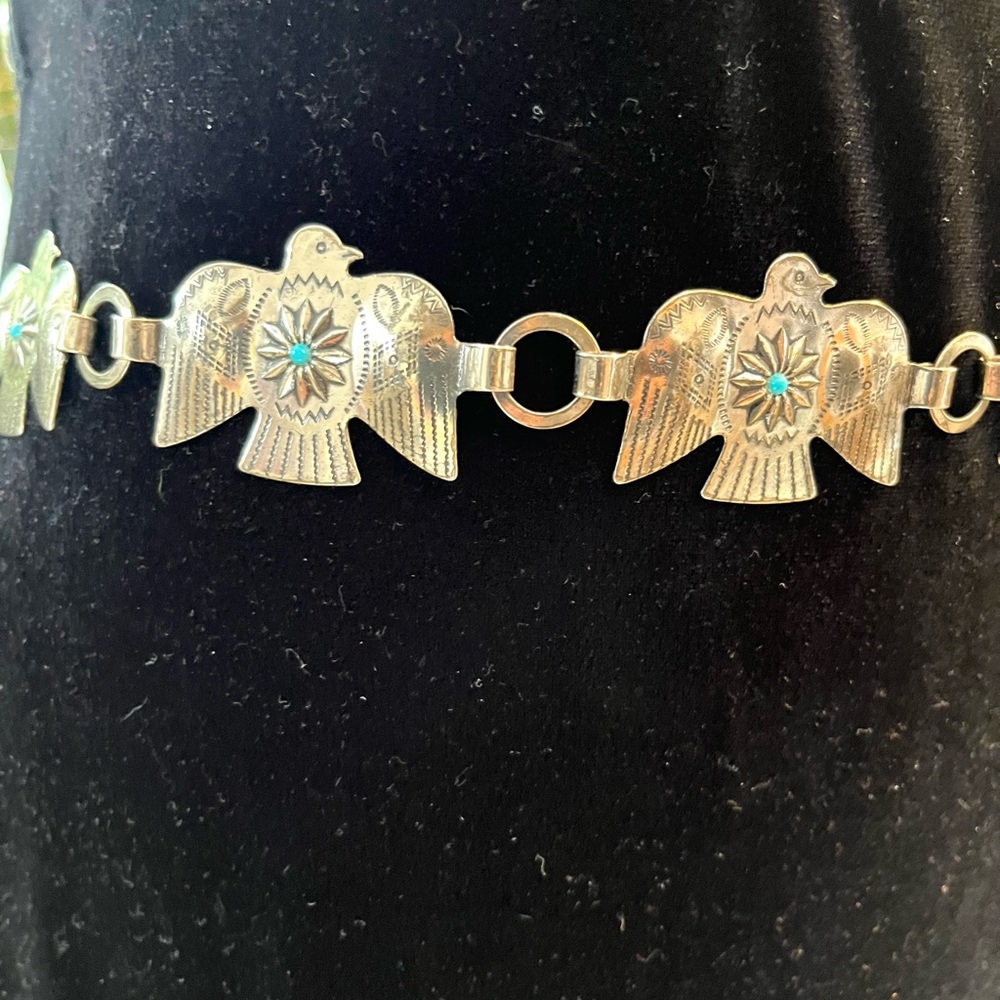Vintage Silver Thunderbird Chain Belt